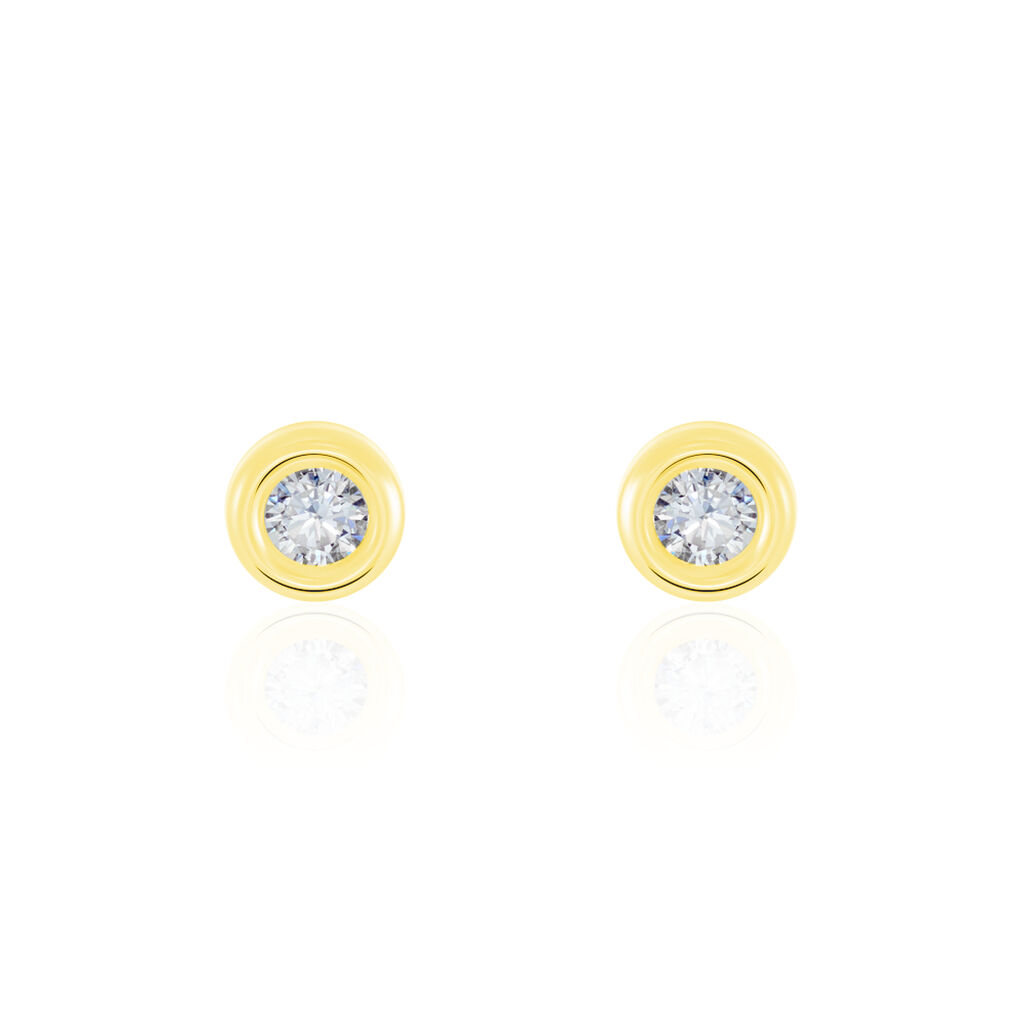 EDEN ZARGE PNEU Damen Ohrstecker Gold 375 (9 Karat) Zirkonia Wei&szlig;