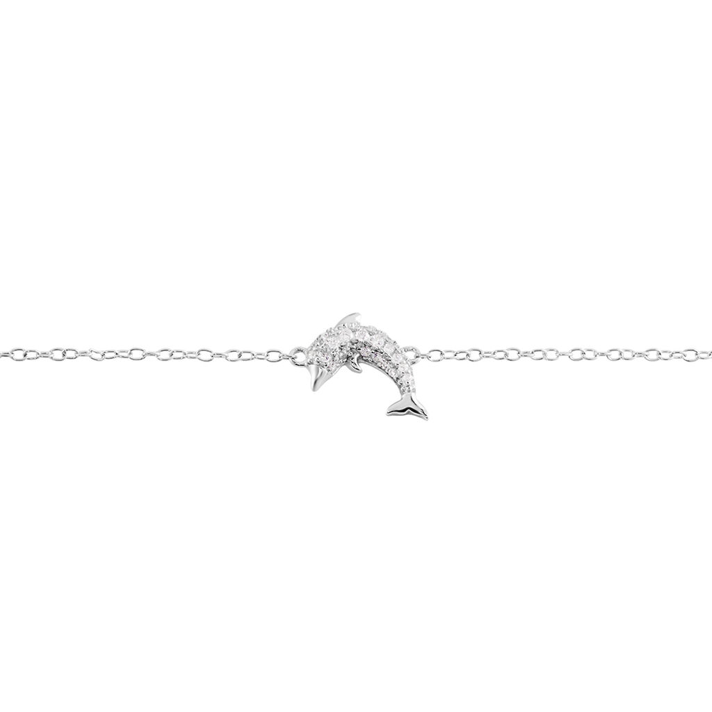Kinder Armband Silber 925 Zirkonia Delfin Ines 1 1,15mm - Armbänder mit Anhänger Kinder | OROVIVO