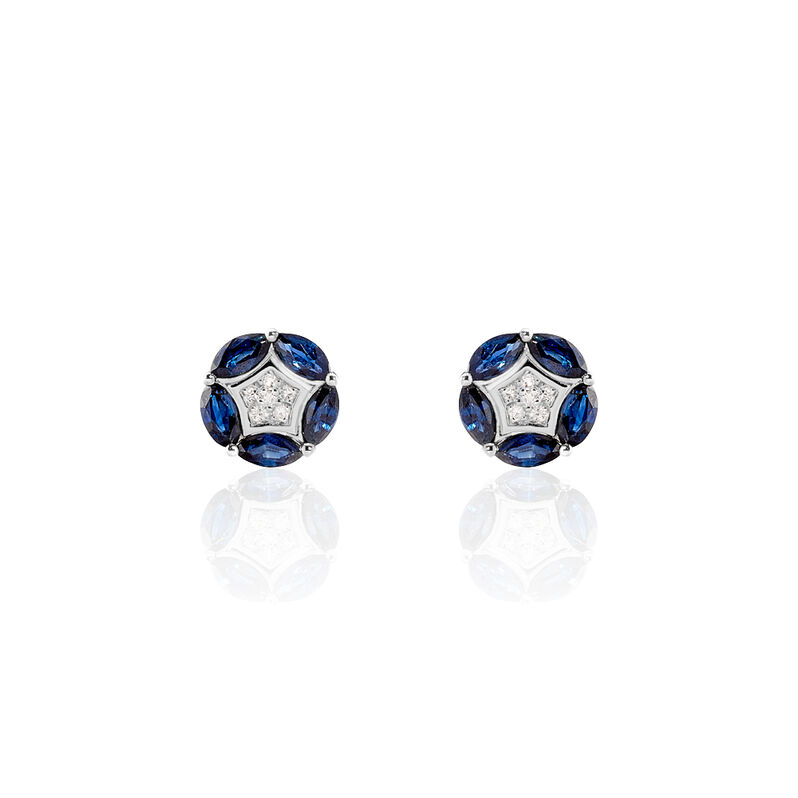 Boucles D'oreilles Puces Milana Or Blanc Saphir Et Diamant - Spannringe Damen | OROVIVO