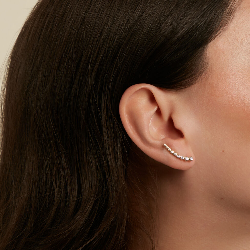 FARIDA Damen Ohrschmuck Vergoldet Zirkonia Wei&szlig;