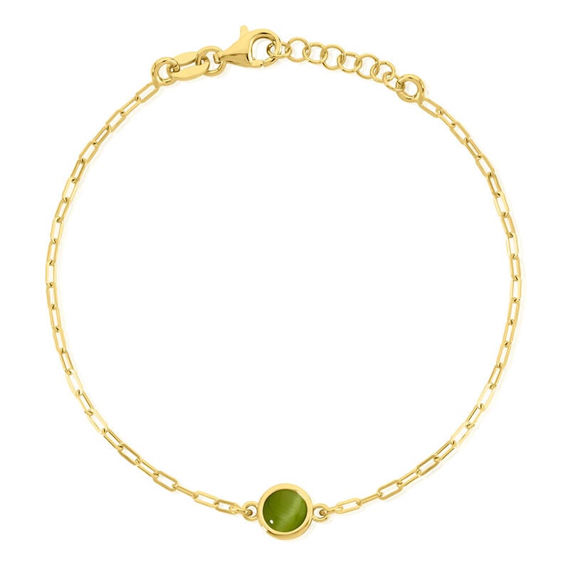 Althea Damen Armband Silber vergoldet 925 Glas Gr&uuml;n 1 ct Kreis B 1,7 mm - Armb&auml;nder mit Anh&auml;nger Damen | OROVIVO