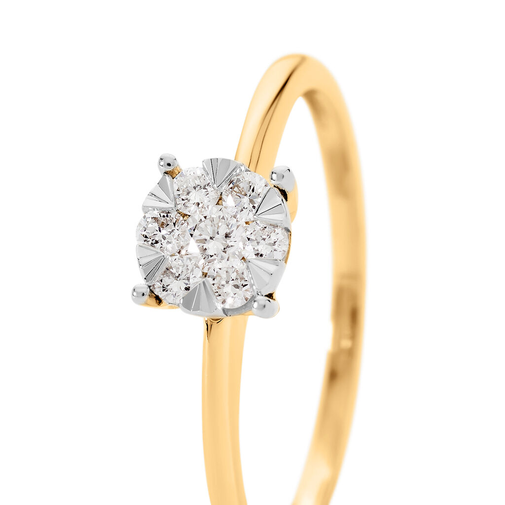 PETALI Damen Ring Gold 585 (14 Karat) Diamant Wei&szlig; 0,01 ct Kreis