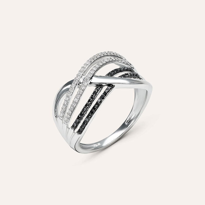 Anello Fascia Sophia Oro Bianco Diamante - Spannringe Damen | OROVIVO