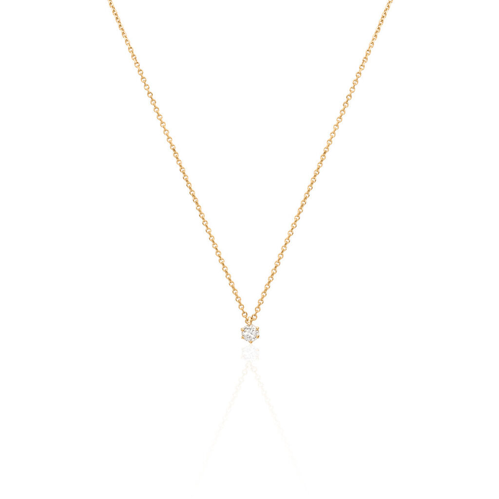 MONOPOLI Damen Collier Gold 585 (14 Karat) Diamant Wei&szlig; 0,16 ct