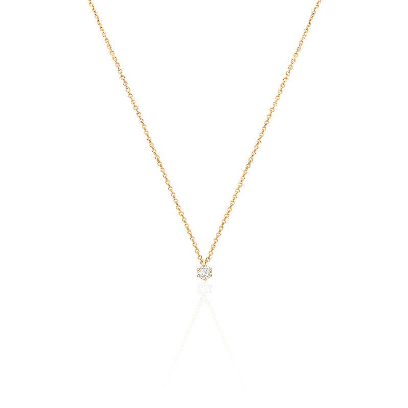 MONOPOLI Damen Collier Gold 585 (14 Karat) Diamant Wei&szlig; 0,16 ct - Halsketten Damen | OROVIVO