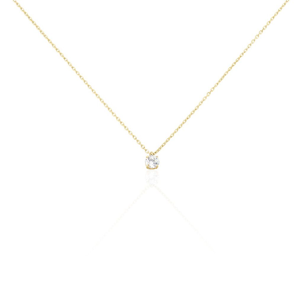 NADEJDA 2 Damen Collier Vergoldet Zirkonia Weiß 0,8 ct B 1,3 mm, Collier mit Stein