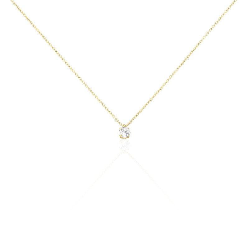 NADEJDA 2 Damen Collier Vergoldet Zirkonia Wei&szlig; 0,8 ct B 1,3 mm - Halsketten Damen | OROVIVO