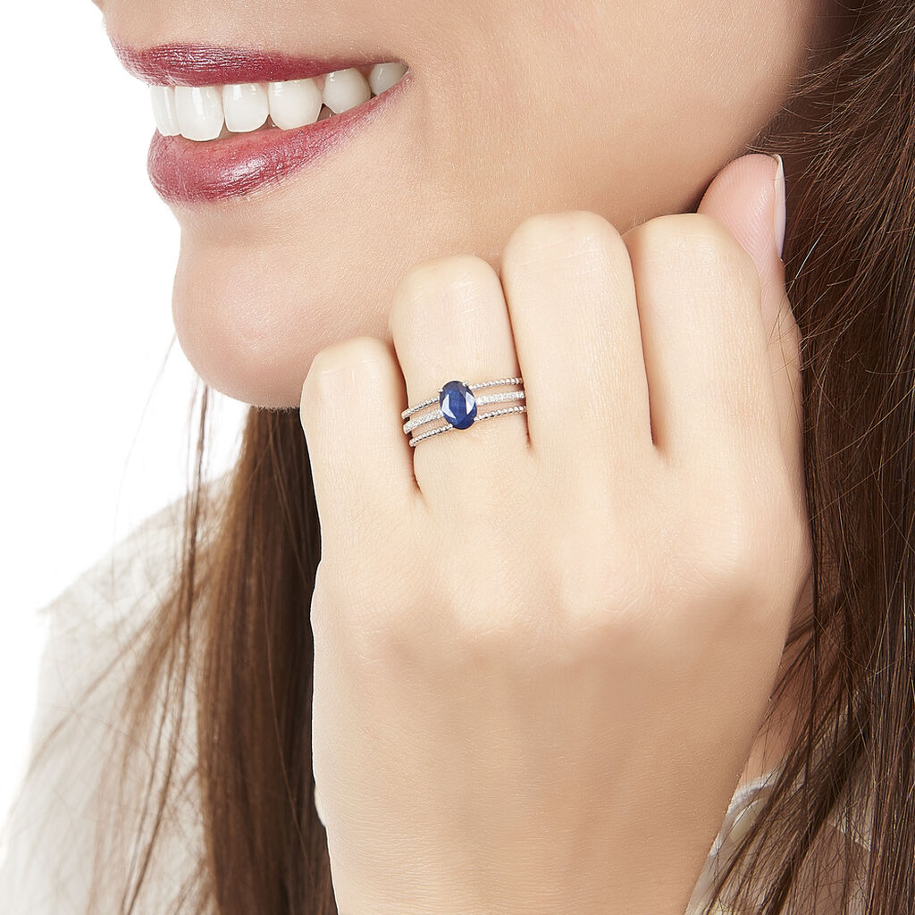 Bague Andrea Or Blanc Saphir Et Diamant - Spannringe Damen | OROVIVO