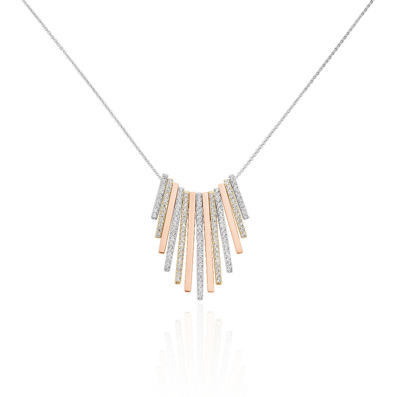 Damen Collier Silber Tricolor 925 Zirkonia Barren - Halsketten Damen | OROVIVO