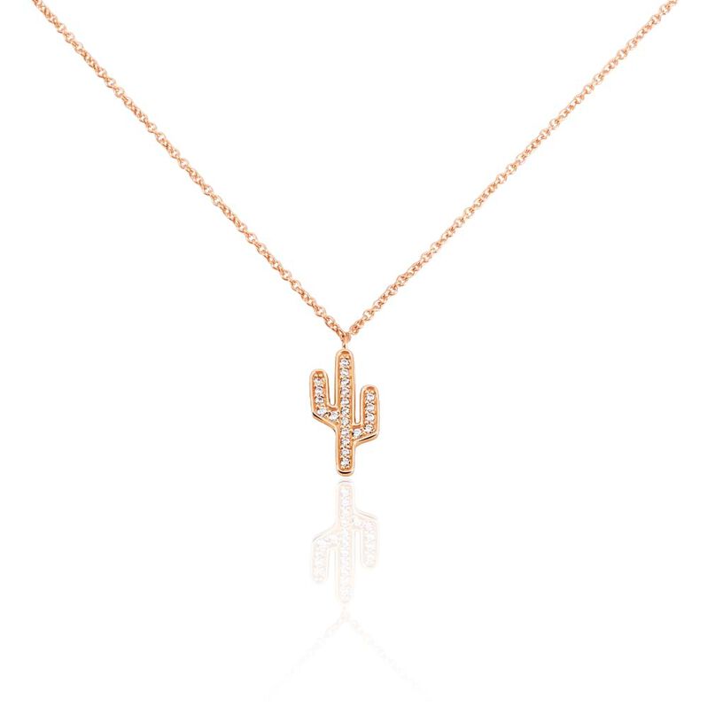 Collana Cactus in argento rosato e zirconi - Spannringe Damen | OROVIVO