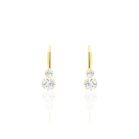 GULBEYAZ 1 Damen Ohrringe Lang Gold 375 (9 Karat) Zirkonia Wei&szlig; - Ohrringe mit Stein  | OROVIVO