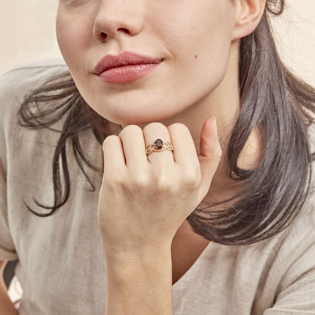 Bague Tina Or Jaune Quartz Et Oxyde De Zirconium - Spannringe Damen | OROVIVO