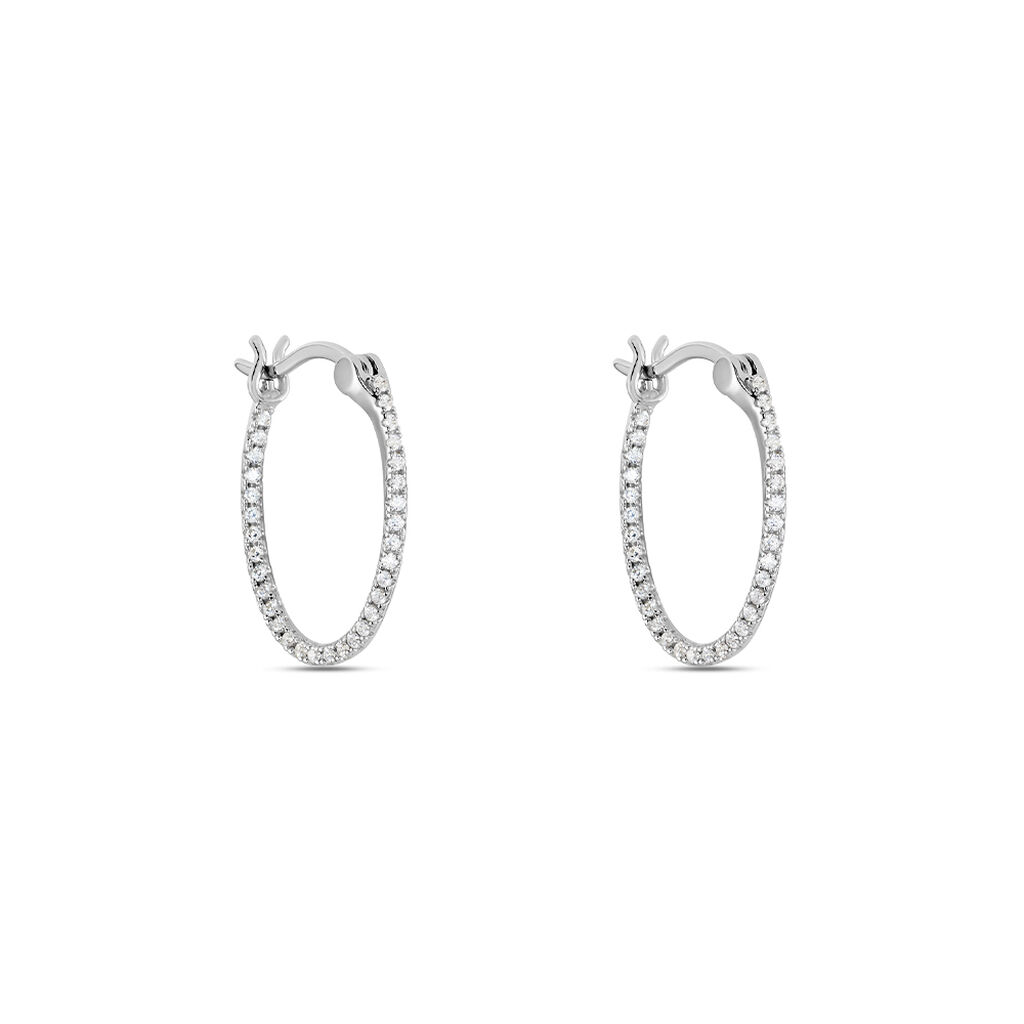 HOOPSA Damen Creolen Silber Silber 925 Zirkonia Wei&szlig; 0,58 ct B 22,6 mm