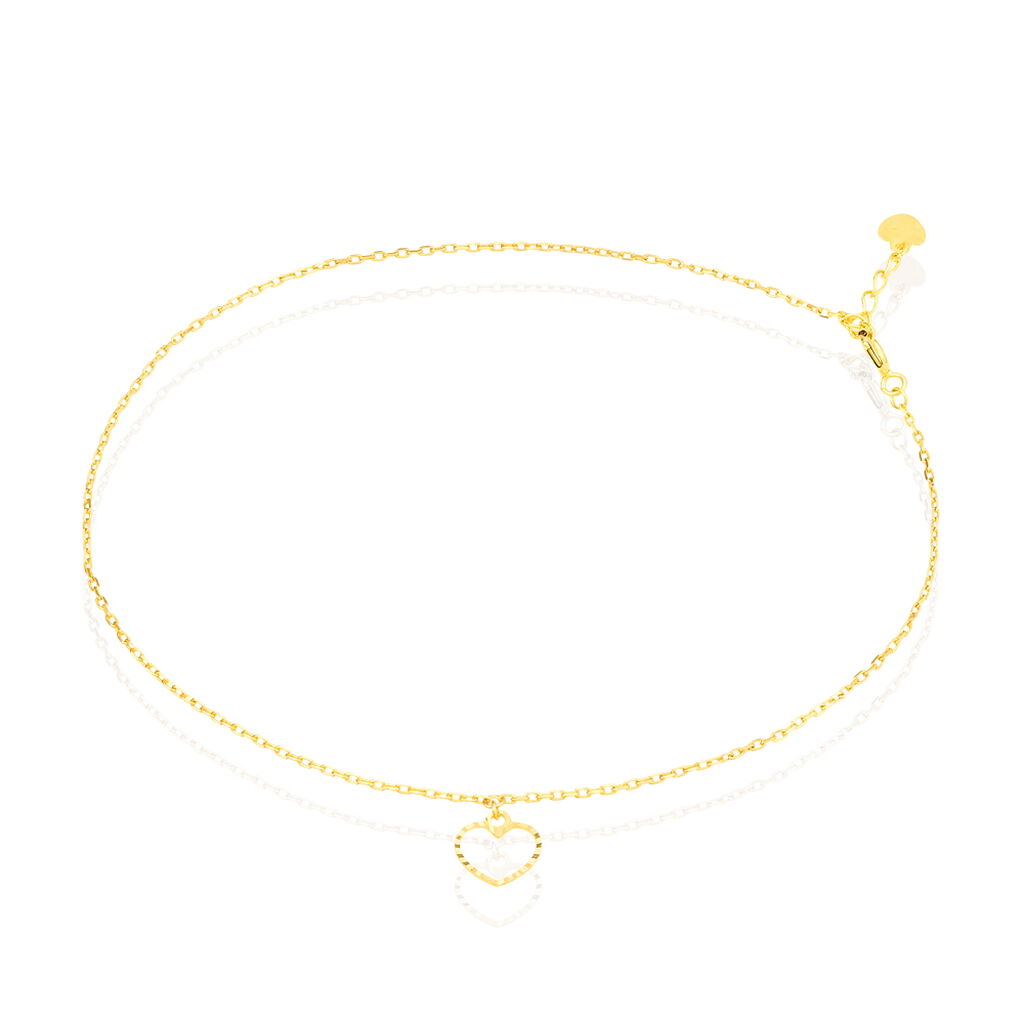 🦚 Damen Fußkettchen Gold 375 Herz, Fußkette ohne Stein
