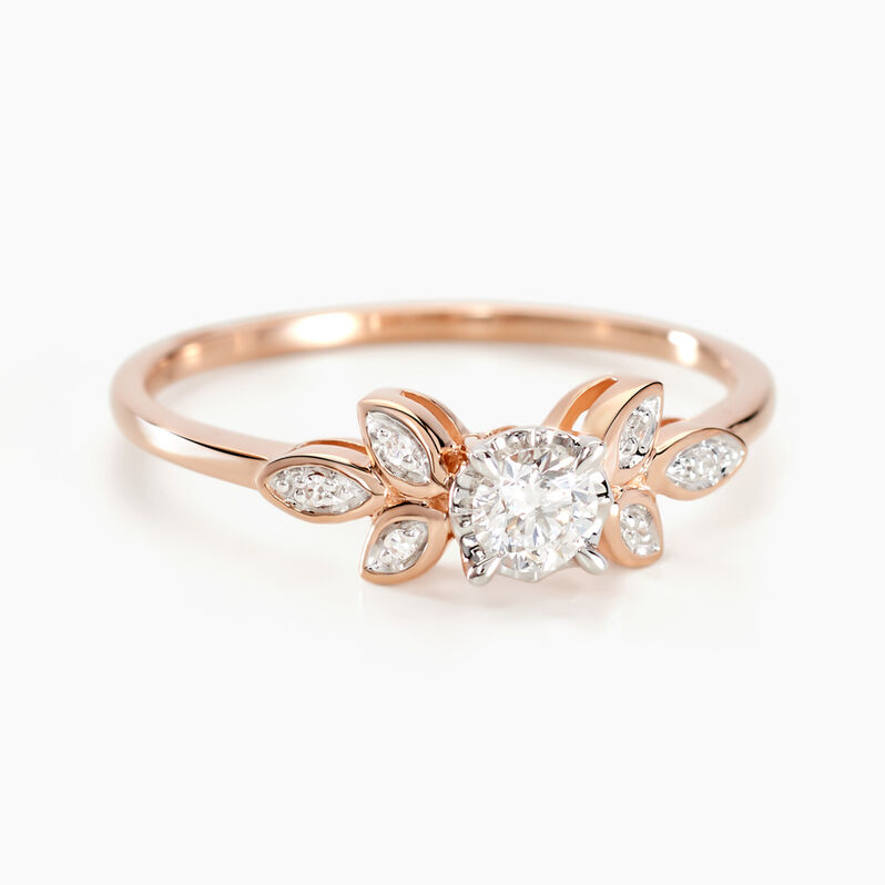 Bague Solitaire Or Rose Alicea Diamant - Spannringe Damen | OROVIVO