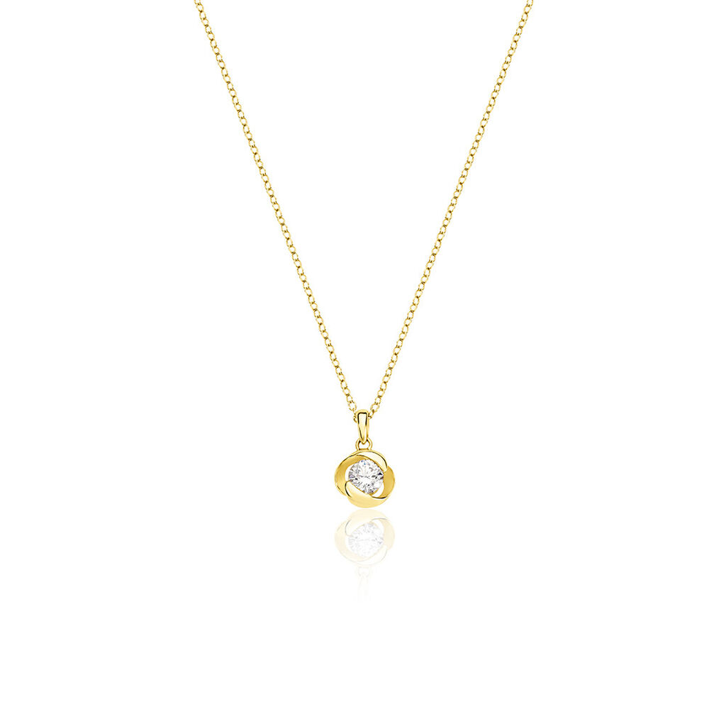 LUCY Damen Collier Silber vergoldet 925 Zirkonia Weiß 0,87 ct Blume - Halsketten Damen | OROVIVO