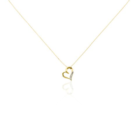 Damen Collier Gold 375 Diamant 0,04ct Herz Herz Hanne 45cm - Halsketten Damen | OROVIVO