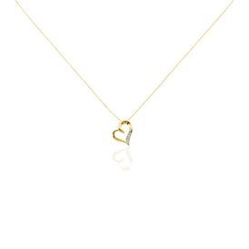Damen Halskette Gold 375 Diamanten 0,04ct Herz Hanne - Herzketten Damen | OROVIVO