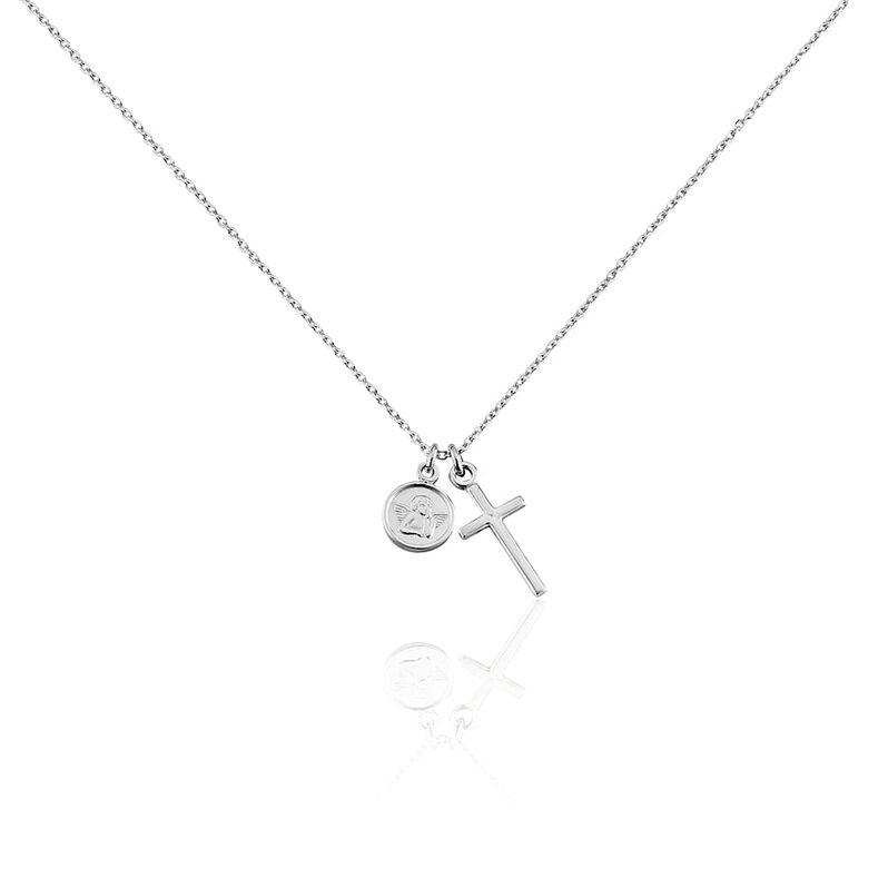 Halskette Silber 925 Rhodiniert Kreuz Engel - Halsketten Damen | OROVIVO