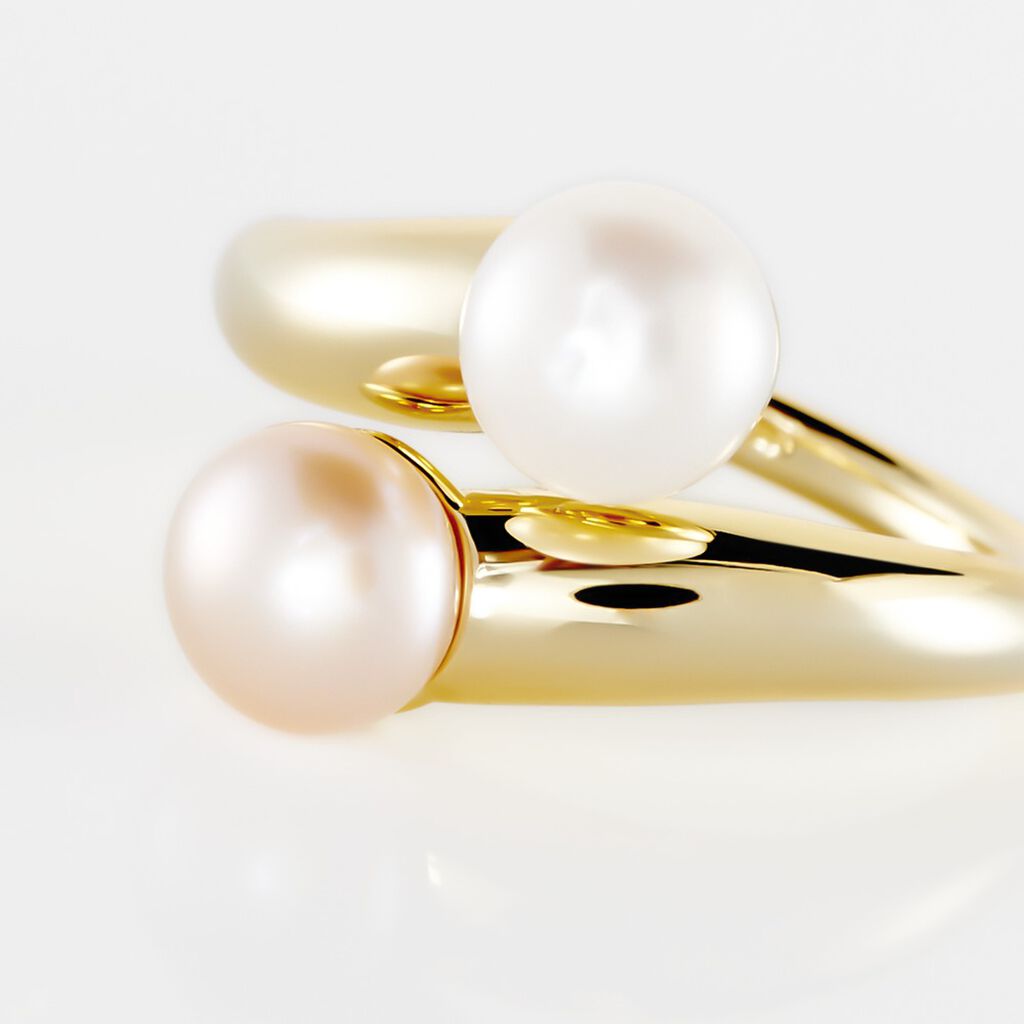 Damen Ring Silber vergoldet 925 Zuchtperle Weiß Perla  - Ringe mit Stein Damen | OROVIVO