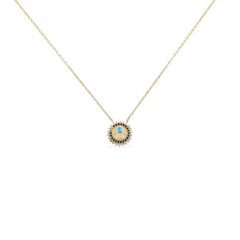 Collier Plaque Or Atea Ronde Main De Fatma Oxydes - Spannringe Damen | OROVIVO