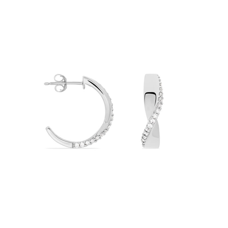 Damen Steckcreolen Silber 925 Zirkonia  - Creolen Damen | OROVIVO