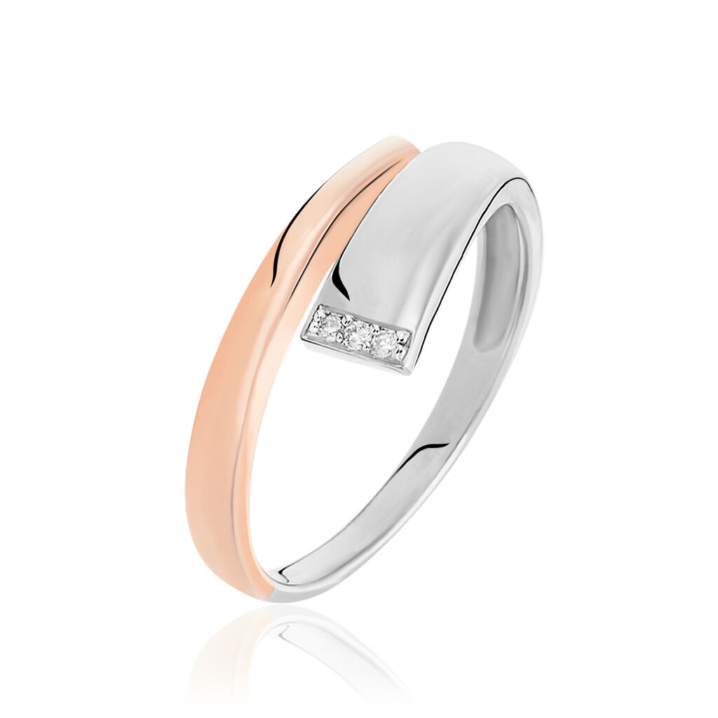 🦚 Damen Ring Silber Bicolor 925 Diamant 0,02ct Ginna , Ring mit Stein