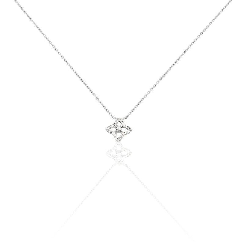 Collier Or Blanc Andreline Fleur Diamant - Spannringe Damen | OROVIVO