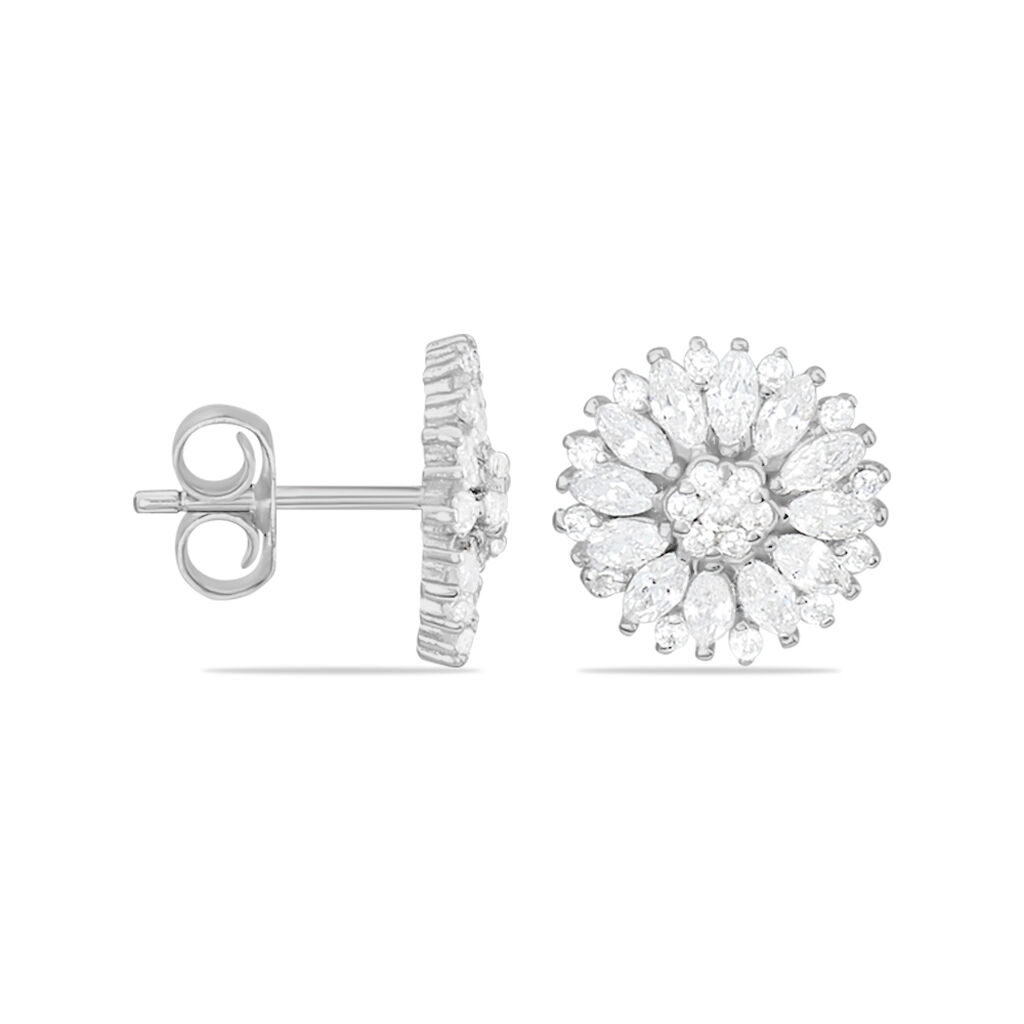 Damen Ohrstecker Silber 925 Zirkonia Schneeflocke - Ohrstecker Damen | OROVIVO