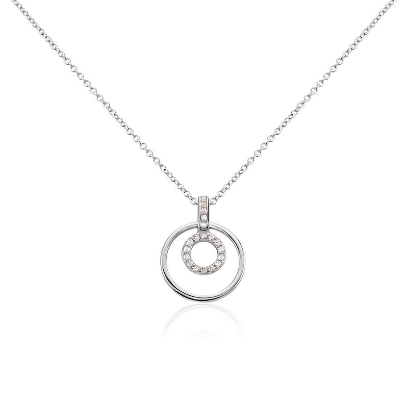 Damen Collier Silber 925 Zirkonia Doppelkreis 1,00mm - Halsketten Damen | OROVIVO