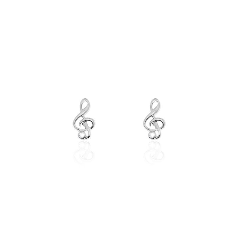 CATHLEN Kinder Ohrstecker Silber 925 Zirkonia Weiß - Freizeit Violinschlüssel - Ohrstecker Kinder | OROVIVO