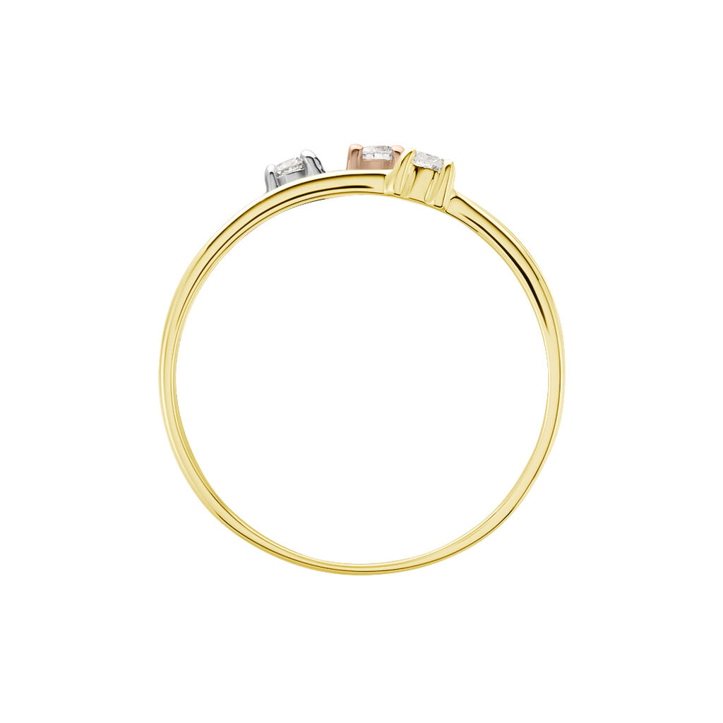Damen Ring Gold Tricolor Gold/Roségold/Schwarz 375 Diamant 0,09ct Superposition 3  - Ringe mit Stein Damen | OROVIVO