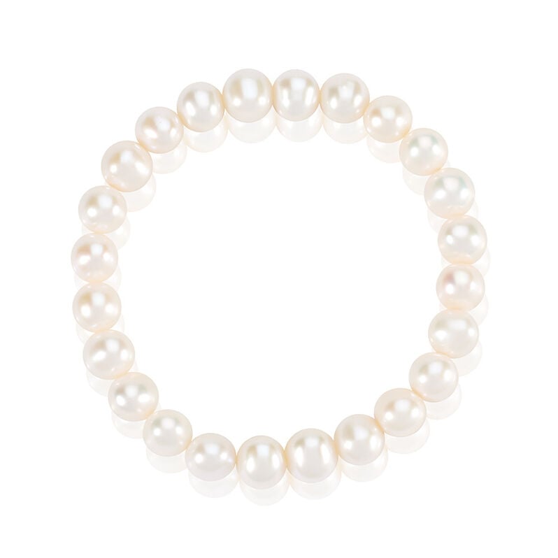 Marylin Damen Armband Elastisch Wei&szlig; Zuchtperle Wei&szlig; - Armb&auml;nder Damen | OROVIVO