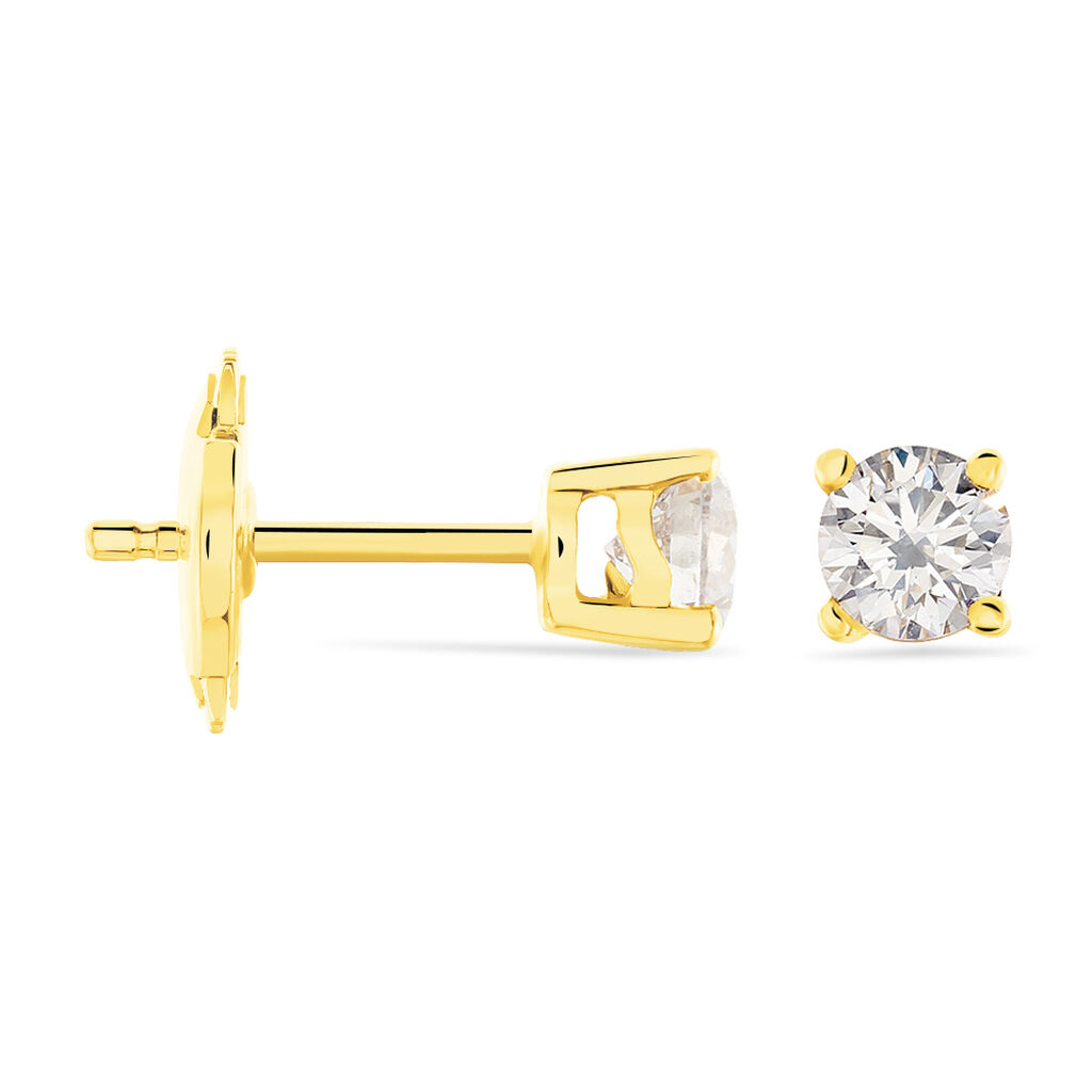 Boucles D'oreilles Puces Victoria Or Jaune Diamant - Spannringe Damen | OROVIVO