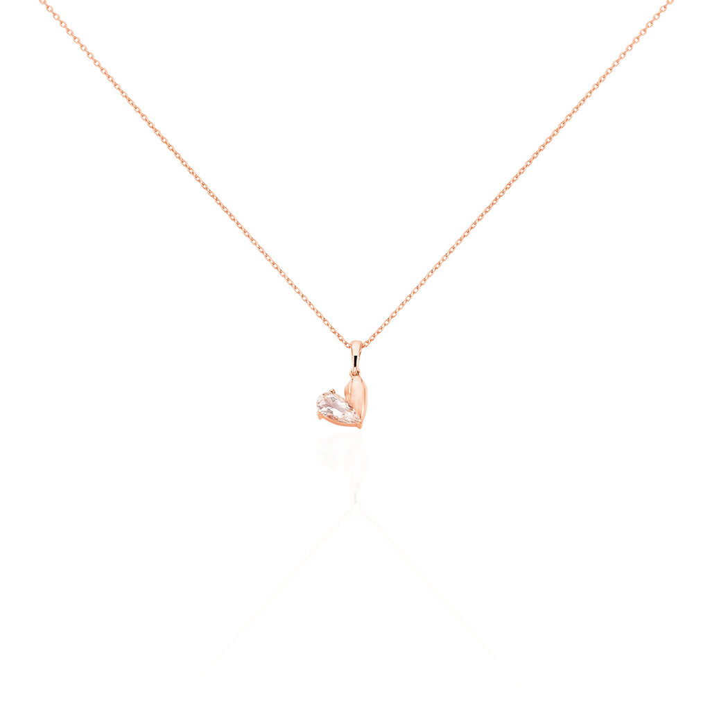 PINKY Damen Collier Rosegold 375 (9 Karat) Morganit Rosé Blütenblatt, Collier mit Stein