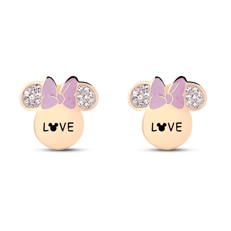 Orecchini Lobo Mickey Mouse & Friends Acciaio Rosa Cristallo - Spannringe Damen | OROVIVO