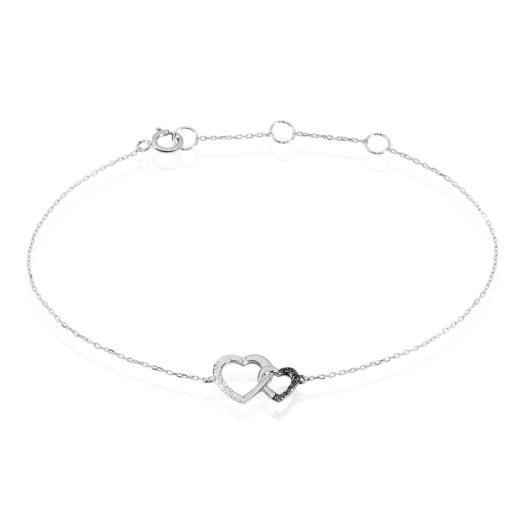 Bracelet Or Weiss Silana Double Coeur Diamant - Spannringe Damen | OROVIVO