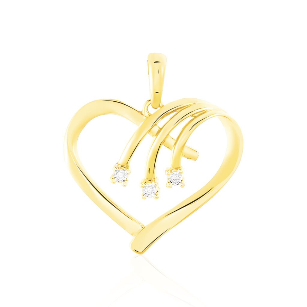 HERZ PICCO 2 Damen Anhänger Gold 375 (9 Karat) Diamant Weiß 0,01 ct Herz, Anhänger mit Stein