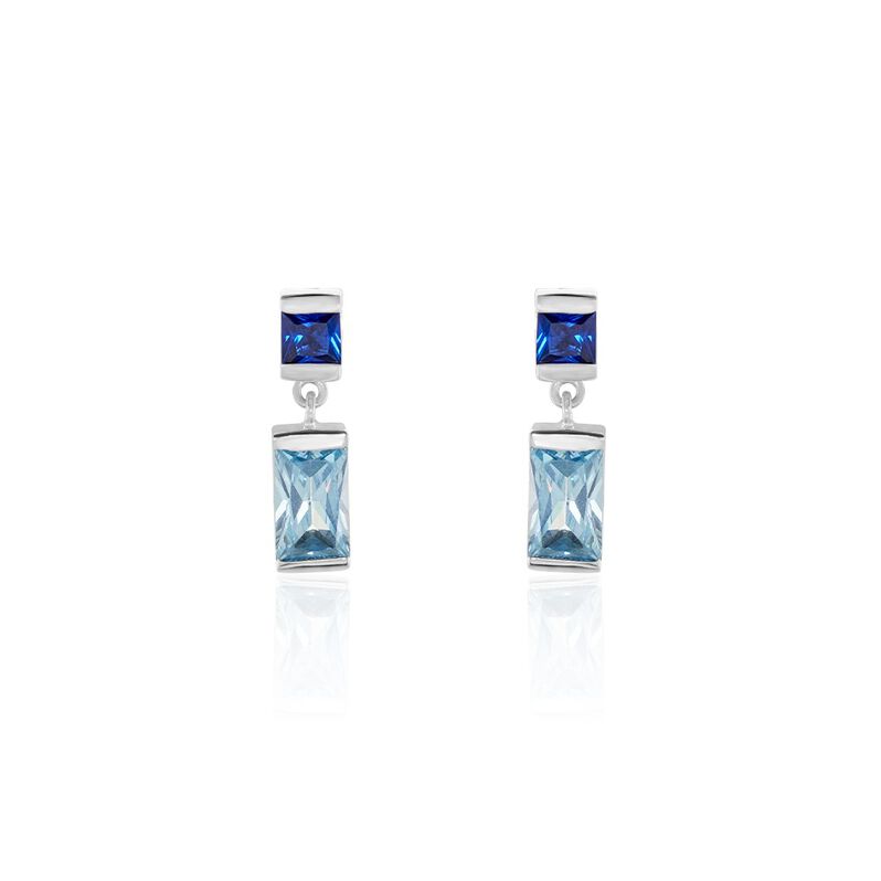 Damen Ohrringe Lang Silber Silber 925 Zirkonia Himmelblau Veronika  - Ohrringe mit Stein Damen | OROVIVO