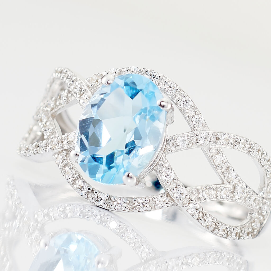 Bague Or Weiss Tina Topaze Centrale - Spannringe Damen | OROVIVO