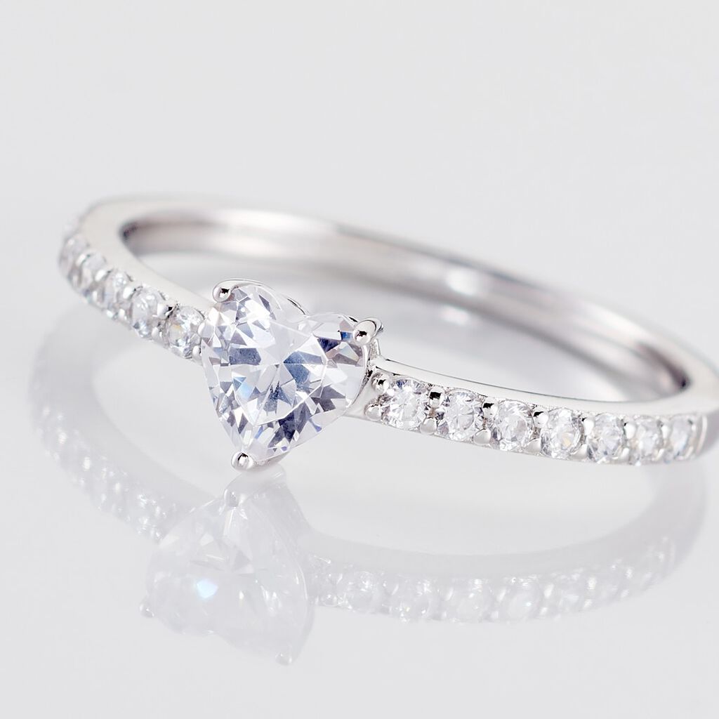 BILLIE Damen Ring Silber 925 Zirkonia Wei&szlig; 0,68 ct Herz