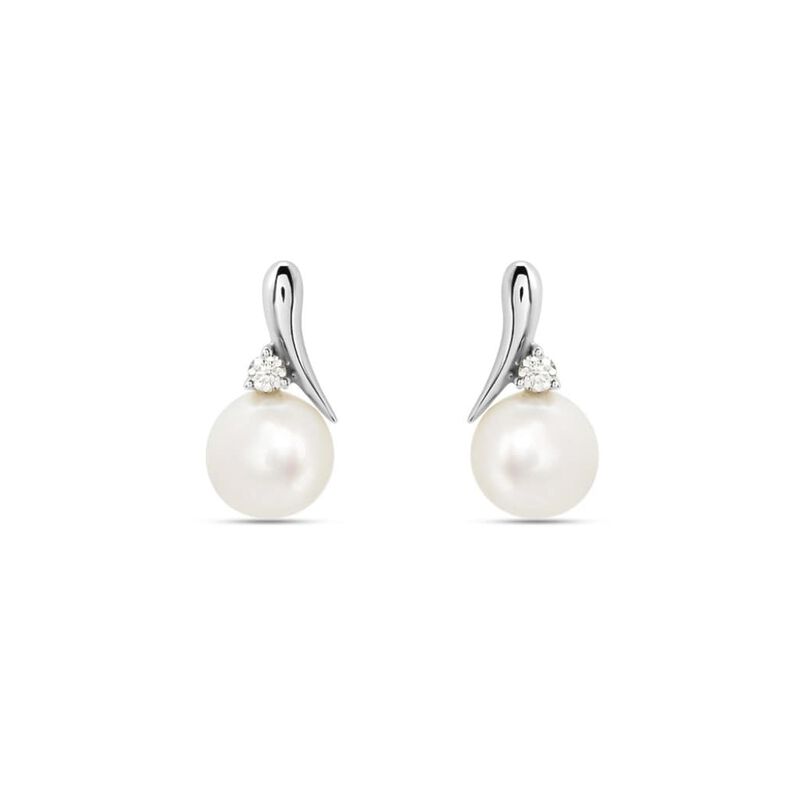 Orecchini Lobo Gabrielle Precious Oro Bianco Perla D'Acqua Dolce Diamante - Spannringe Damen | OROVIVO