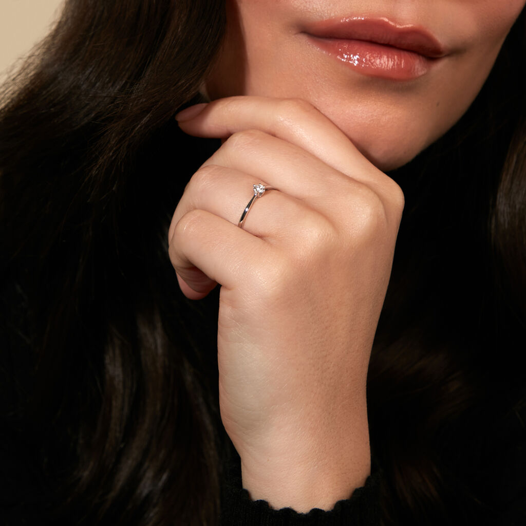 Sonate Damen Ring Wei&szlig;gold 585 (14 Karat) Synthetischer Diamant Wei&szlig; 0,16 ct