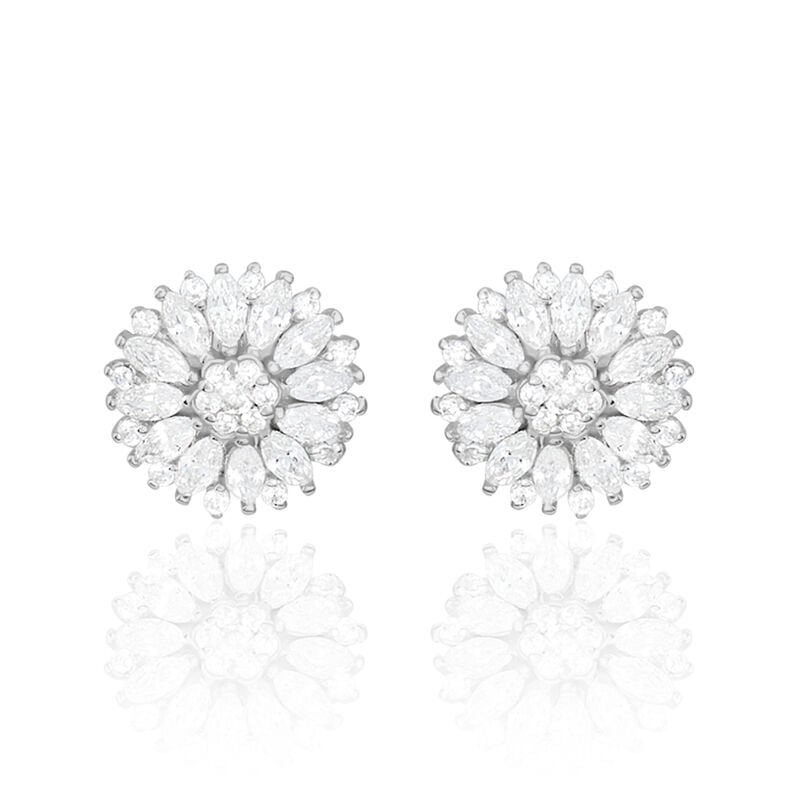 HYELANA Damen Ohrstecker Silber 925 Zirkonia Wei&szlig; Schneeflocke - Ohrstecker Damen | OROVIVO