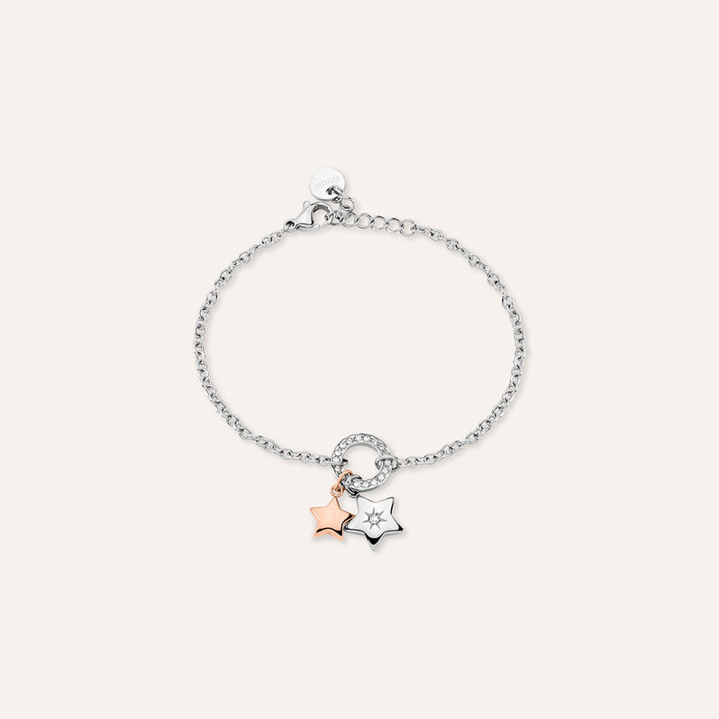 Bracciale Sunrise Acciaio Bicolore Bianco / Rosa Cristallo - Spannringe Damen | OROVIVO