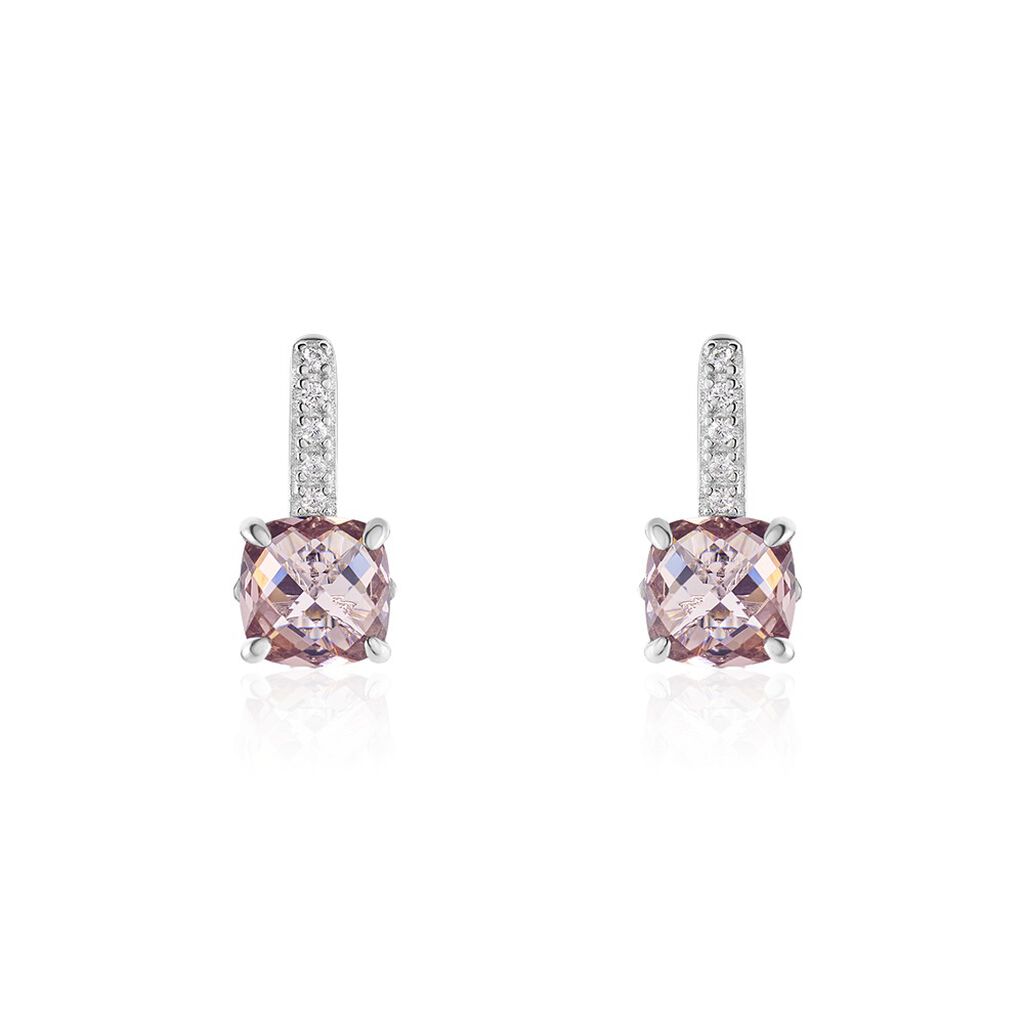 Rosi Damen Ohrringe Lang Silber Silber 925 Zirkonia Rosé Hexagon, Ohrringe Lang mit Stein