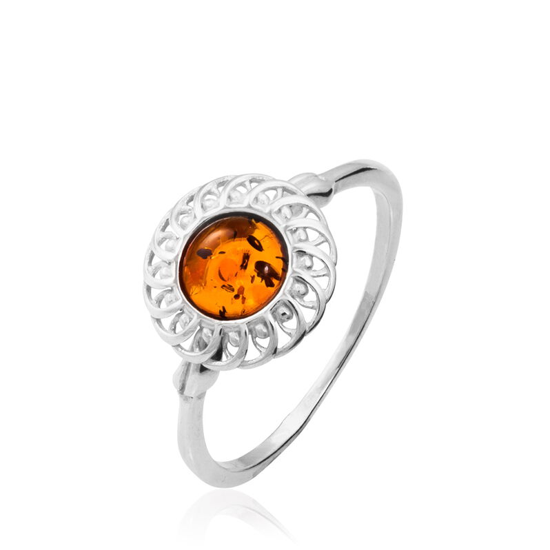 Bague Argent Blanc Ambre - Spannringe Damen | OROVIVO