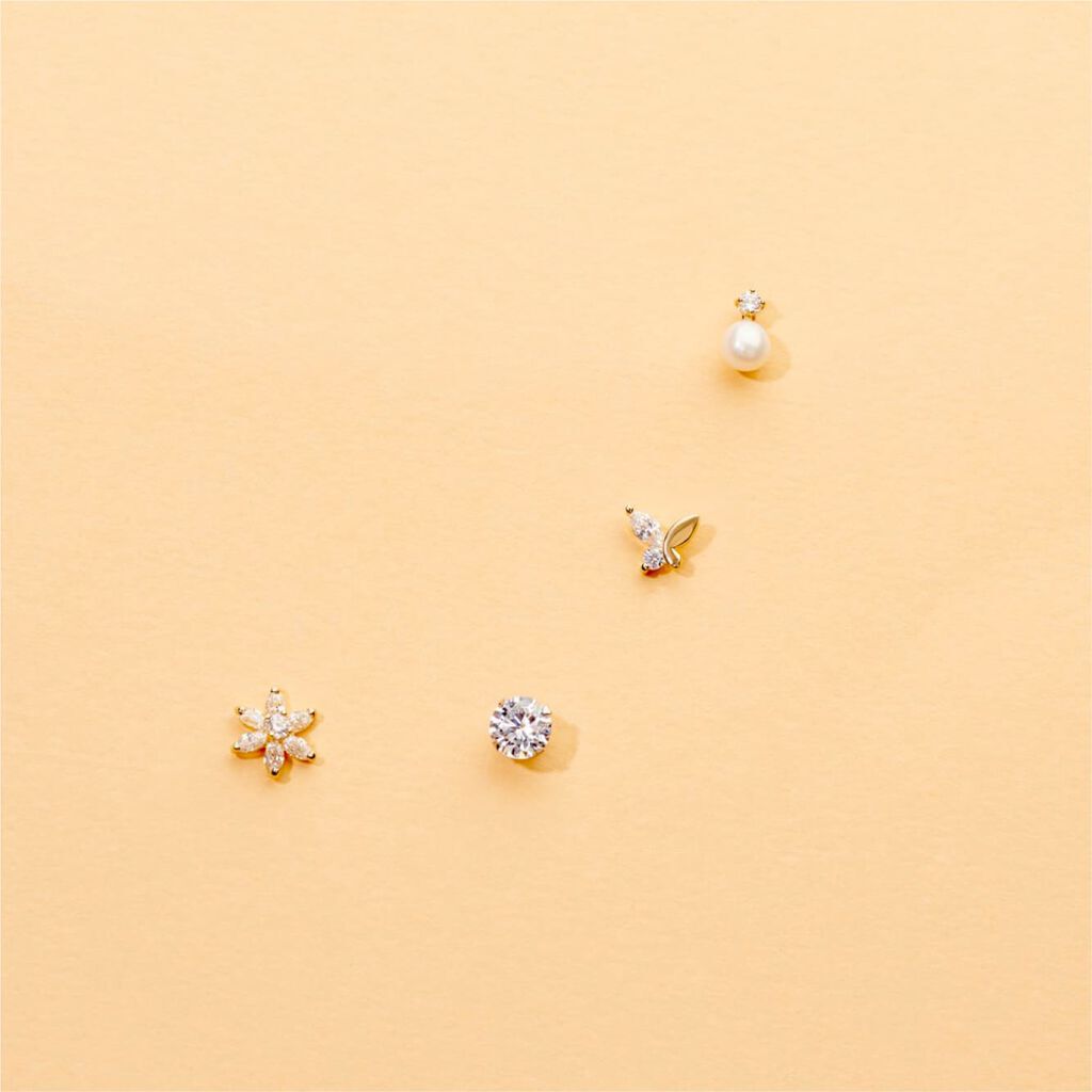 Damen Ohrstecker Weißgold 375 Zirkonia 5mm - Ohrstecker Damen | OROVIVO
