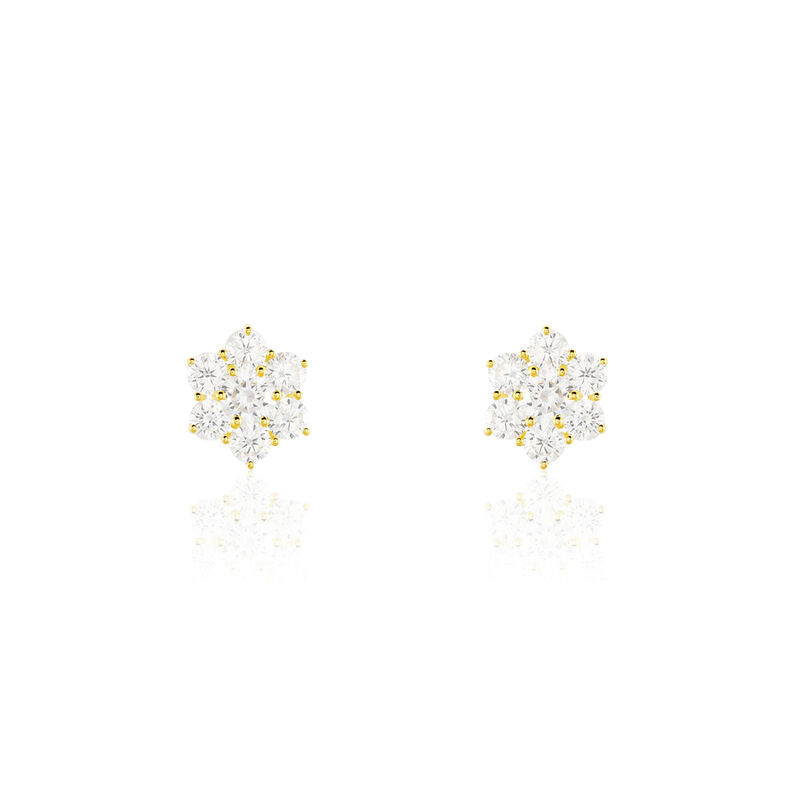 Damen Ohrstecker Gold 375 (9 Karat) Zirkonia Wei&szlig; 3,61 ct Blume - Ohrstecker Damen | OROVIVO