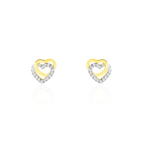 Damen Ohrstecker Gold 375 Zirkonia Herz - Ohrstecker Damen | OROVIVO